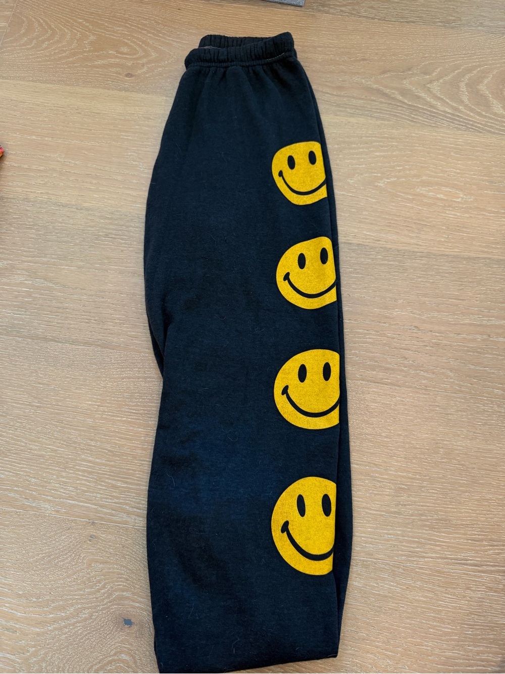 Aviator Nation Dark Grey Sweatpants with Yellow Smiley Faces